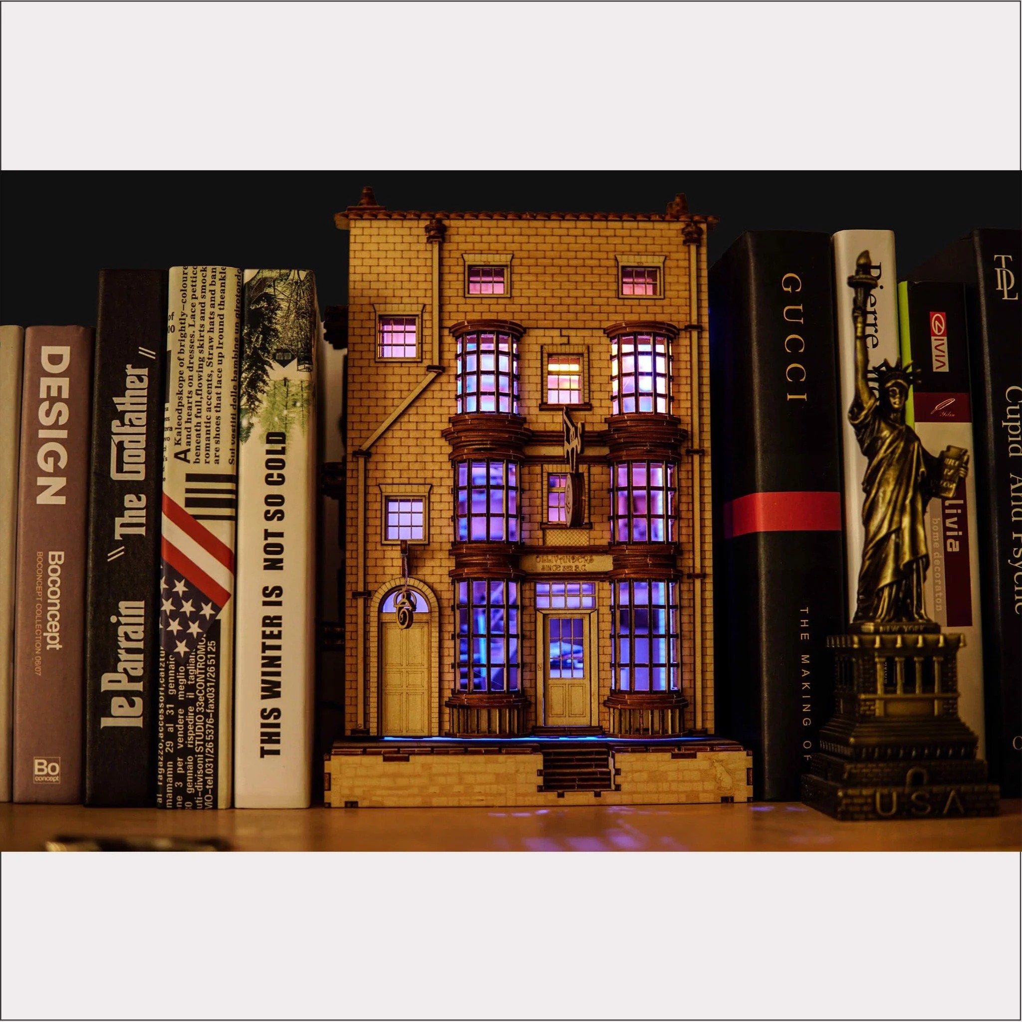 DIY Harry Potter Magic Wand House Book Nook Kit 3D Wooden Bookshelf Insert  decor